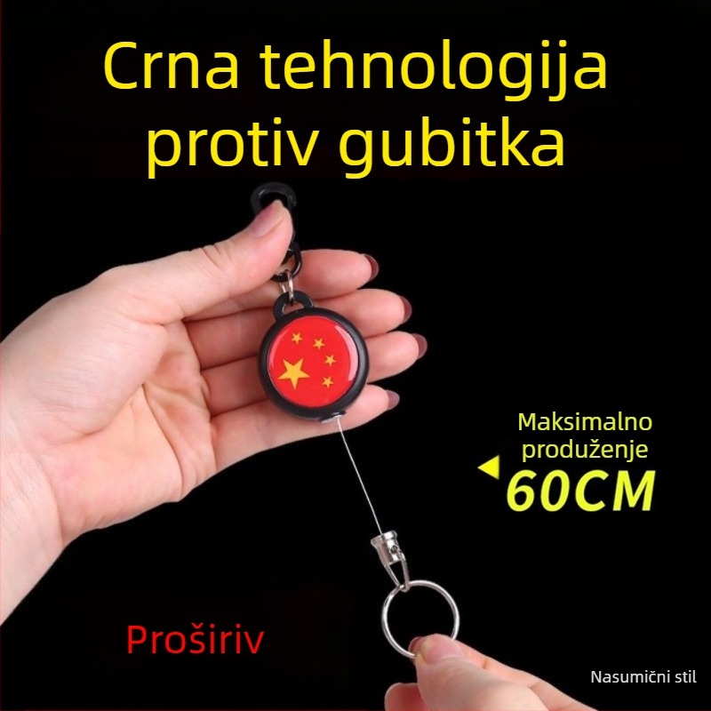 Ključni lančić s mehanizmom za sprječavanje gubitka i izvučnim kabelom, plastično kućište, crtani stil