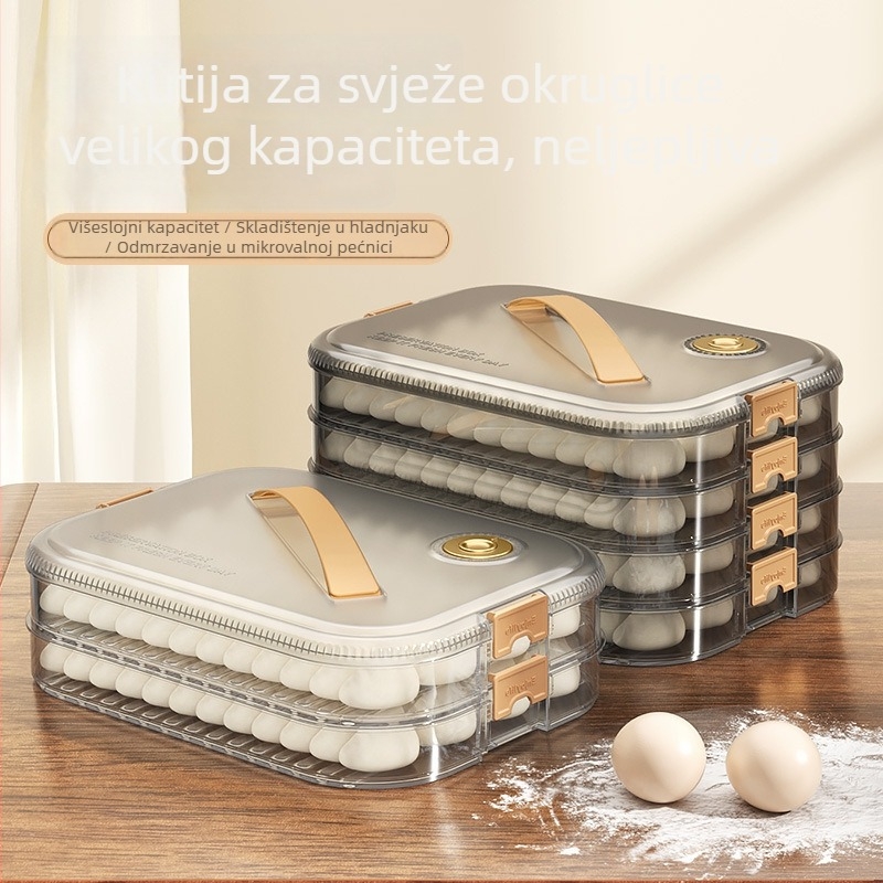 Kutija za knedle velike kapacitete s poklopcem, plastična posuda za skladištenje hrane
