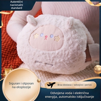 USB napajana vrećica za toplu vodu za zagrijavanje trbuha i stopala, crtani pliš papuče sa silikonskom tabanicom