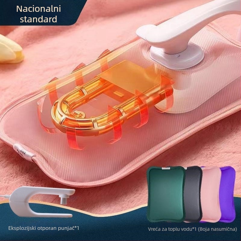 USB napajana vrećica za toplu vodu za zagrijavanje trbuha i stopala, crtani pliš papuče sa silikonskom tabanicom