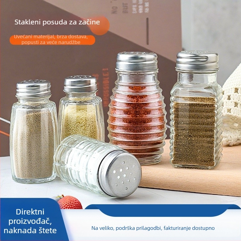 Leyou staklene mini bočice za začine, pogodne za čvrste začine, prilagodljive s logom
