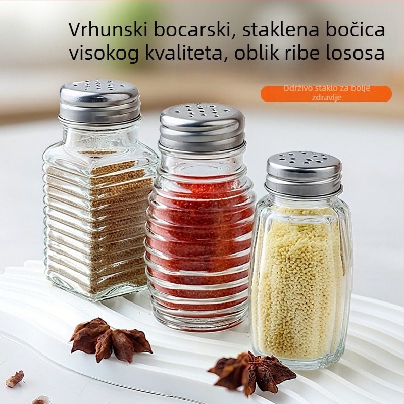 Leyou staklene mini bočice za začine, pogodne za čvrste začine, prilagodljive s logom