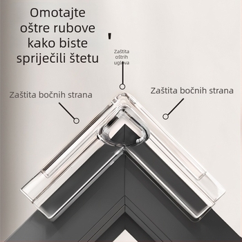 Dječja zaštita kutu prozora – pravokutnog oblika, zaštita od udara s zračnim jastučićem, prozirna