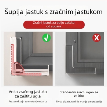 Dječja zaštita kutu prozora – pravokutnog oblika, zaštita od udara s zračnim jastučićem, prozirna