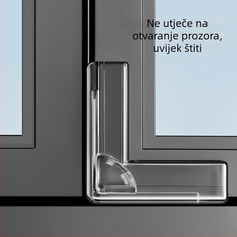 Dječja zaštita kutu prozora – pravokutnog oblika, zaštita od udara s zračnim jastučićem, prozirna