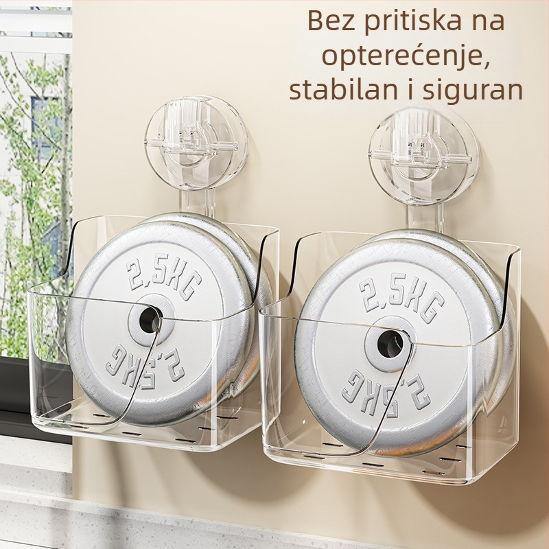 Zidni kuhinjski rega s usisnom čašom, bez bušenja, PET materijal, za posude s začinima
