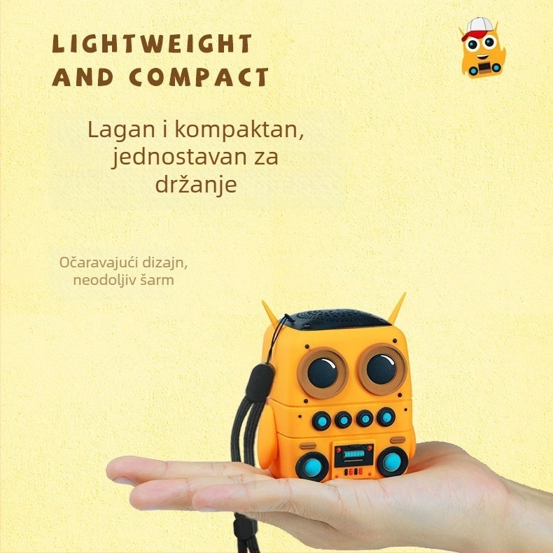 Bluetooth zvučnik s verzijom 5.2, IPX6 otporan na vodu, ugrađena baterija 800–1000 mAh, snaga 3W, frekvencijski odziv 100 Hz–20 kHz