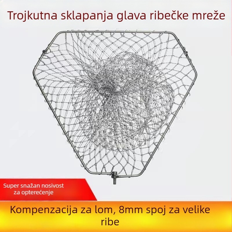 Trokutna sklopiva mreža za ribolov od nehrđajućeg čelika za hvatanje velikih riba