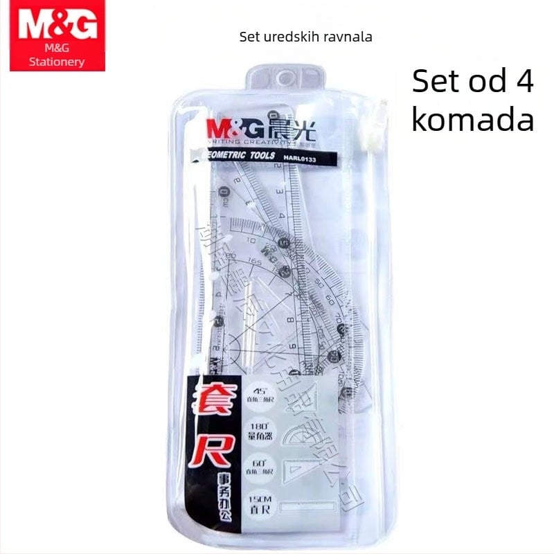 M&G HARL0133 Set kvadratnih trokuta – 4 dijela, plastični alat za crtanje