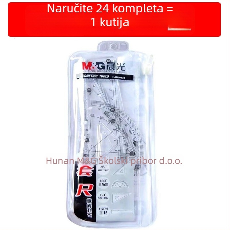 M&G HARL0133 Set kvadratnih trokuta – 4 dijela, plastični alat za crtanje