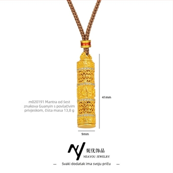 Ogrlica od mesinga – Niyou Jewelry, geometrijski dizajn, elektroplatiranje, novi kineski stil (književni retro)