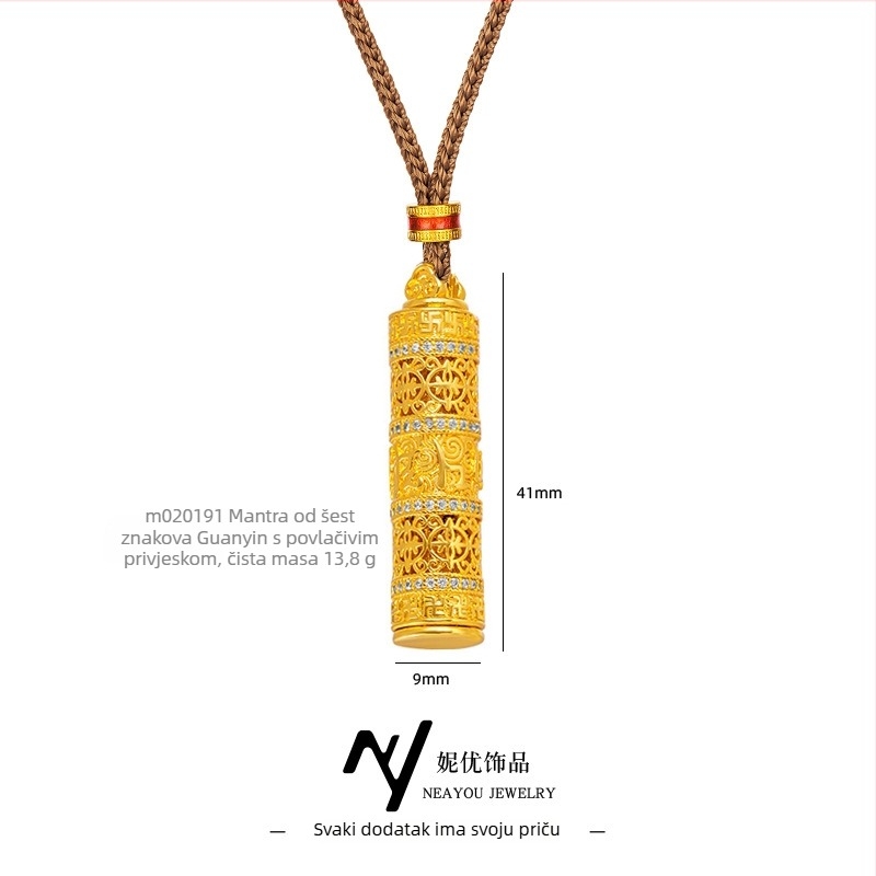 Ogrlica od mesinga – Niyou Jewelry, geometrijski dizajn, elektroplatiranje, novi kineski stil (književni retro)