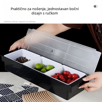 Plastična kutija s odjeljcima za voće i začine, prostor za bar stol, odjeljci za čvrste začine, moderan minimalistički dizajn, vrhunska kvaliteta