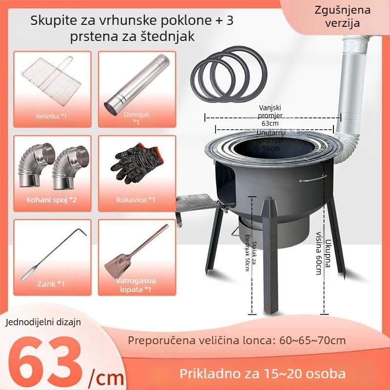 Mini drvena peć s debelim zidovima, prijenosna, novi model od Powerful Factory