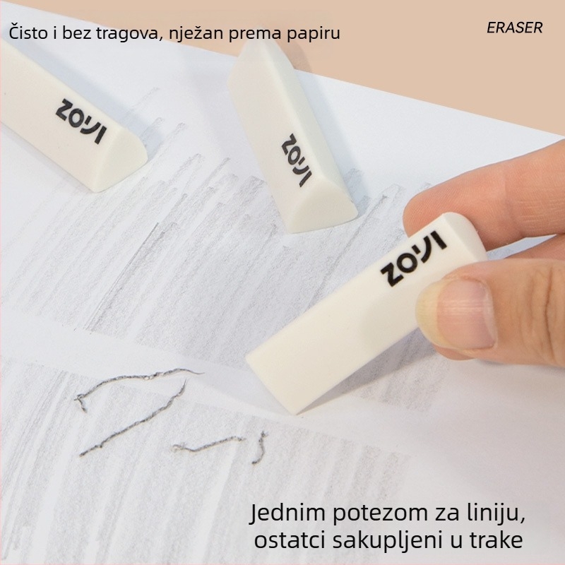 Trokutna gumica za crtanje i ispite, bez vlakana, izuzetno čista, Zhuoyi marka, model ZY-3918, moguć tisak logotipa, prilagodljivo