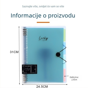Dokument mapa s 8 rupa i odvojivim listovima, model B5, PP unutarnje stranice, mogućnost ispisa logotipa