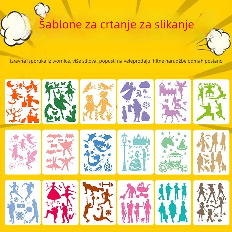 Šablona za crtanje s likom kućnog ljubimca za zidnu umjetnost – šuplja DIY šablona, PET materijal; marka Other; nije uvoz; bez IP odobrenja
