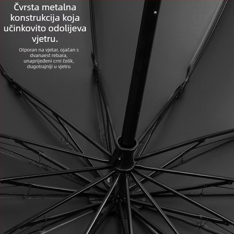 Ručno sklopivi kišobran s 12 čeličnih rebara, UPF 40+ zaštita, dvostruka uporaba za sunce i kišu, ispis logotipa