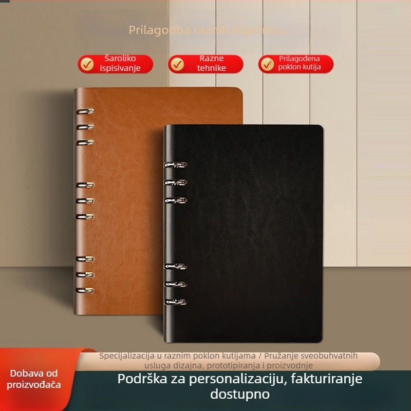 Bilježnica Wenfeng, s listovima za razdvajanje, nostalgični retro stil, prilagodljivo, mogućnost ispisa logotipa