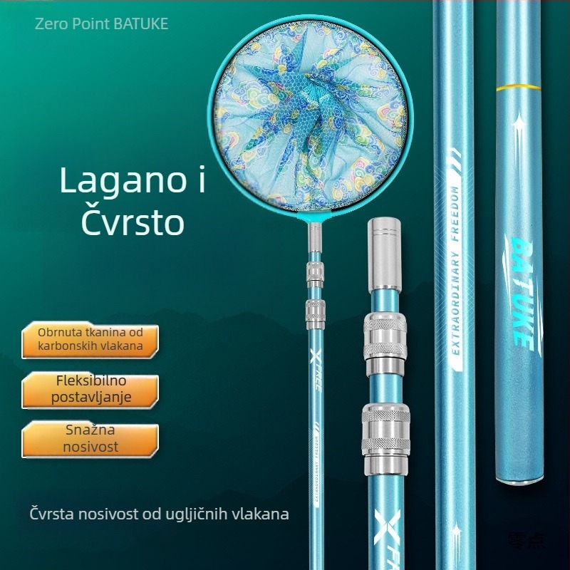 Teleskopski karbonski štap za mrežu za ribolov