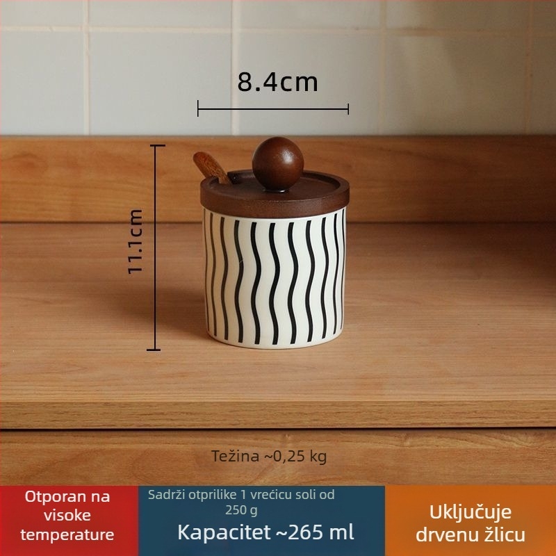 Keramički set posuda za začine sa solnicama, paparicama i žlicom – lagani luksuz za kuhinju