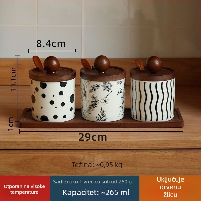 Keramički set posuda za začine sa solnicama, paparicama i žlicom – lagani luksuz za kuhinju