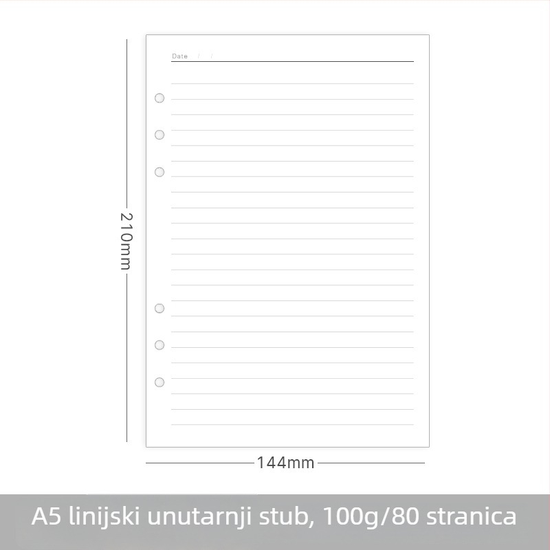 Bilježnica s izmjenjivim jezgrom, 6 rupa, forest papir, 80 stranica, model 120500, mogućnost logotipa
