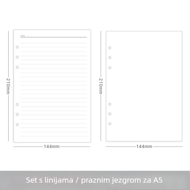 Bilježnica s izmjenjivim jezgrom, 6 rupa, forest papir, 80 stranica, model 120500, mogućnost logotipa