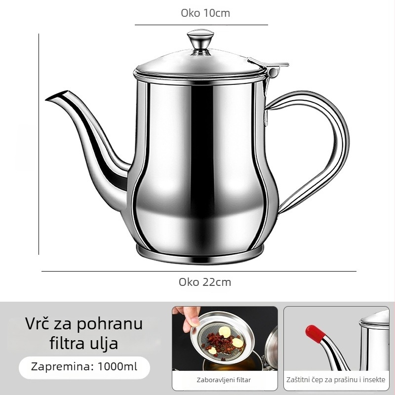 Nerđajući čelik spremnik za ulje s filtrom, otporno na propuštanje, za izlijevanje i začinjavanje