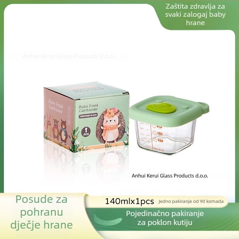 Bebina staklena zdjela za hranjenje — sladak stil, lagani luksuz retro (Materijal: staklo; Dobna skupina: >3 mjeseca; Količina u kutiji: 90)