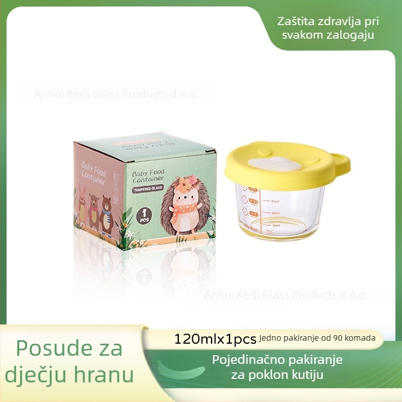 Bebina staklena zdjela za hranjenje — sladak stil, lagani luksuz retro (Materijal: staklo; Dobna skupina: >3 mjeseca; Količina u kutiji: 90)