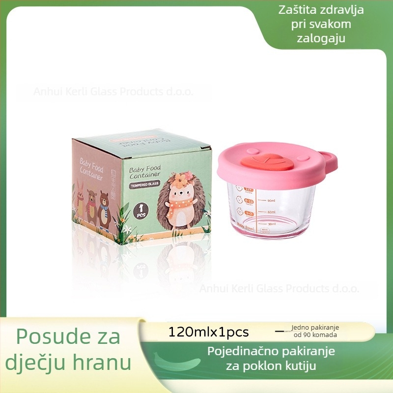 Bebina staklena zdjela za hranjenje — sladak stil, lagani luksuz retro (Materijal: staklo; Dobna skupina: >3 mjeseca; Količina u kutiji: 90)