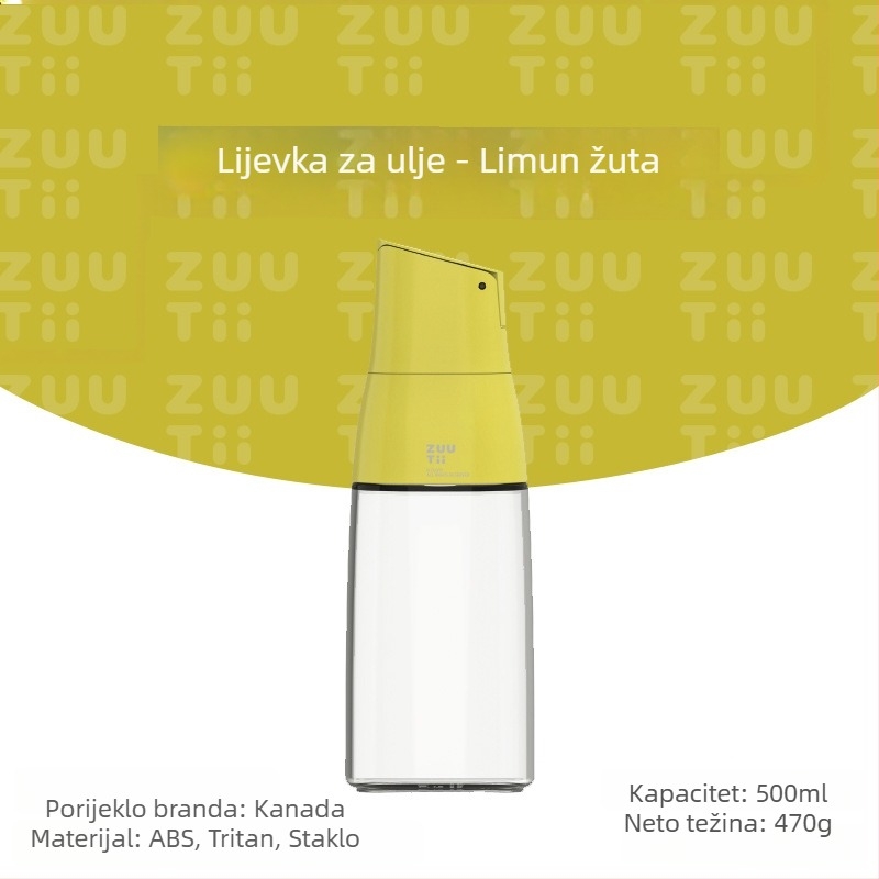 zuu tii Staklena posuda za ulje s gravitacijskim preklopnim poklopcem — automatsko otvaranje i zatvaranje, otporno na curenje, kuhinja