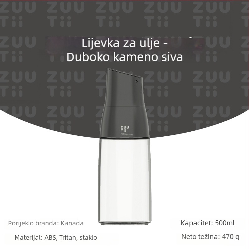 zuu tii Staklena posuda za ulje s gravitacijskim preklopnim poklopcem — automatsko otvaranje i zatvaranje, otporno na curenje, kuhinja