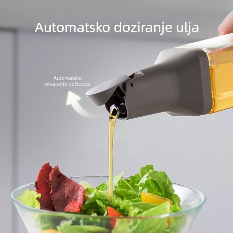 Staklena boca za ulje za kućnu kuhinju, otporna na propuštanje, s automatskim otvaranjem i zatvaranjem, moderni minimalistički dizajn, logotip To Xin