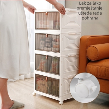Stackabilna kutija za cipele, prozirna, 25L, PP, sklopa s kotačićima
