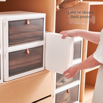 Stackabilna kutija za cipele, prozirna, 25L, PP, sklopa s kotačićima