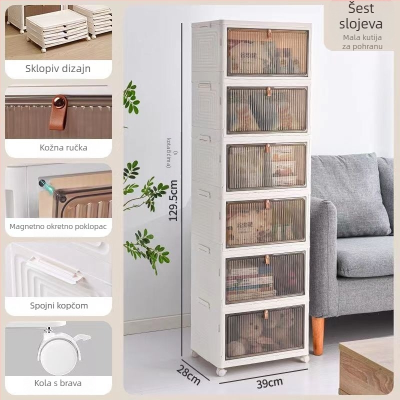 Stackabilna kutija za cipele, prozirna, 25L, PP, sklopa s kotačićima
