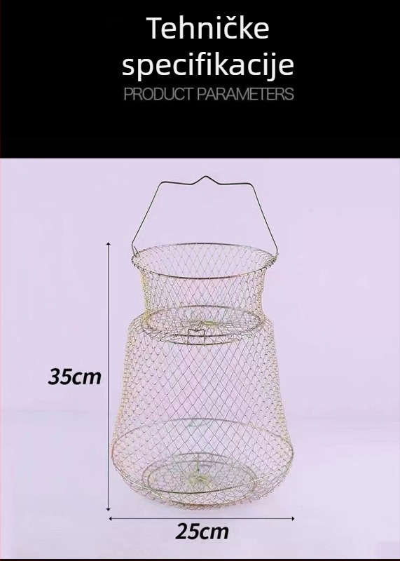 Sklopiva kutija za ribolov od nehrđajućeg čelika s nosačem za ribe i krabe