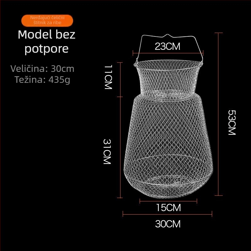 Sklopiva kutija za ribolov od nehrđajućeg čelika s nosačem za ribe i krabe