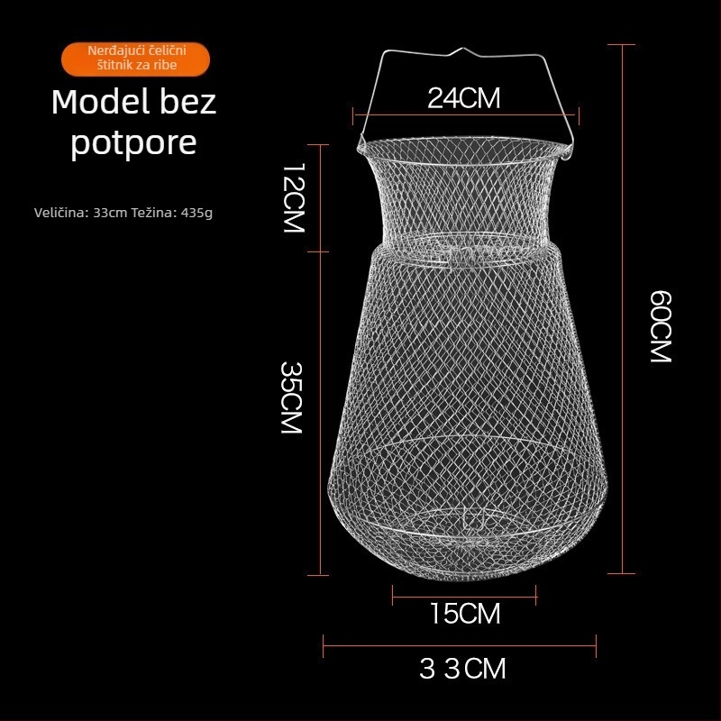 Sklopiva kutija za ribolov od nehrđajućeg čelika s nosačem za ribe i krabe