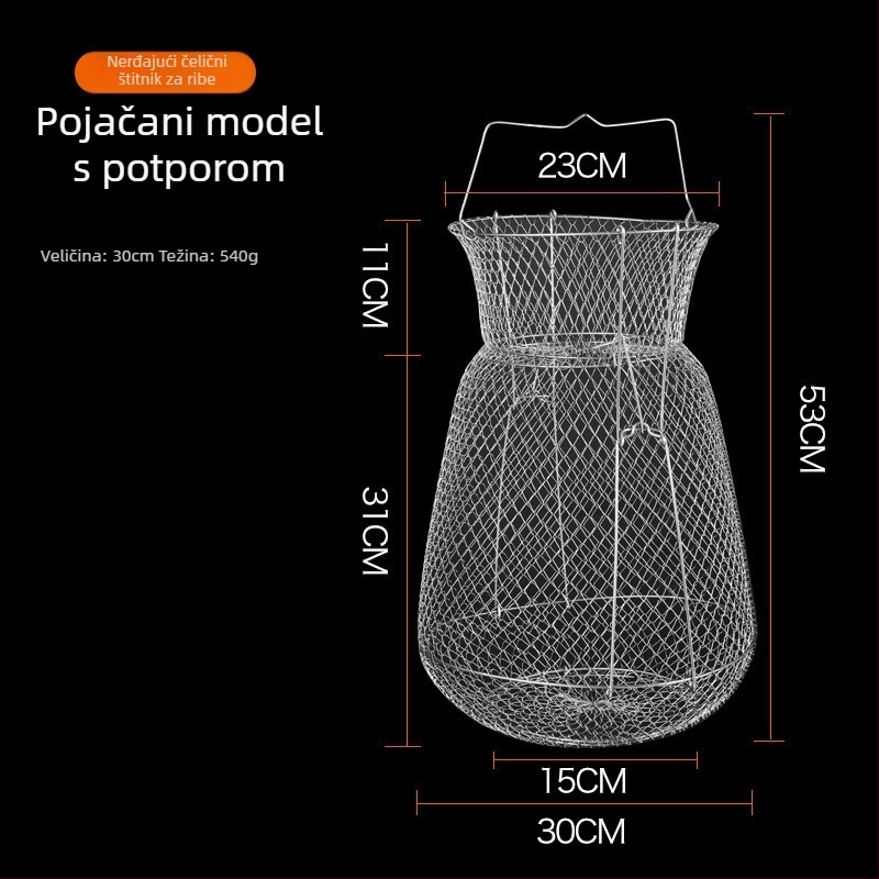 Sklopiva kutija za ribolov od nehrđajućeg čelika s nosačem za ribe i krabe