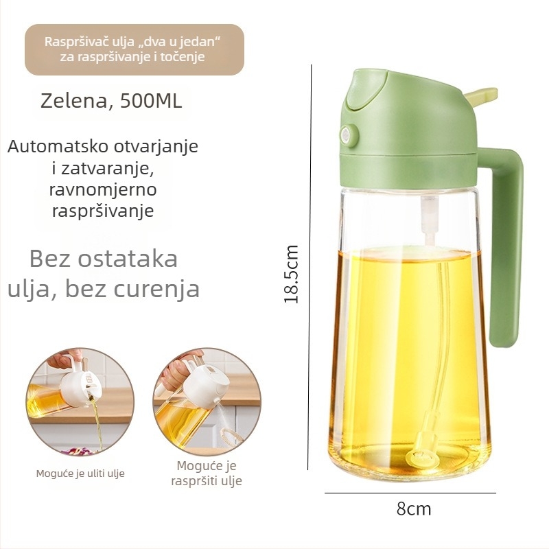 Staklena boca za raspršivanje ulja u kuhinji, automatsko otvaranje/zatvaranje, pritiskom za raspršivanje, moderan minimalistički stil, brend Orange West, izdano zimi 2017