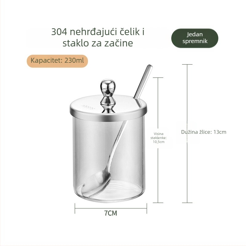 Set posuda za začine – zatvorene staklene posude za čvrste začine, marka Lijie, moderni minimalistički kuhinjski dizajn, mogućnost tiska loga