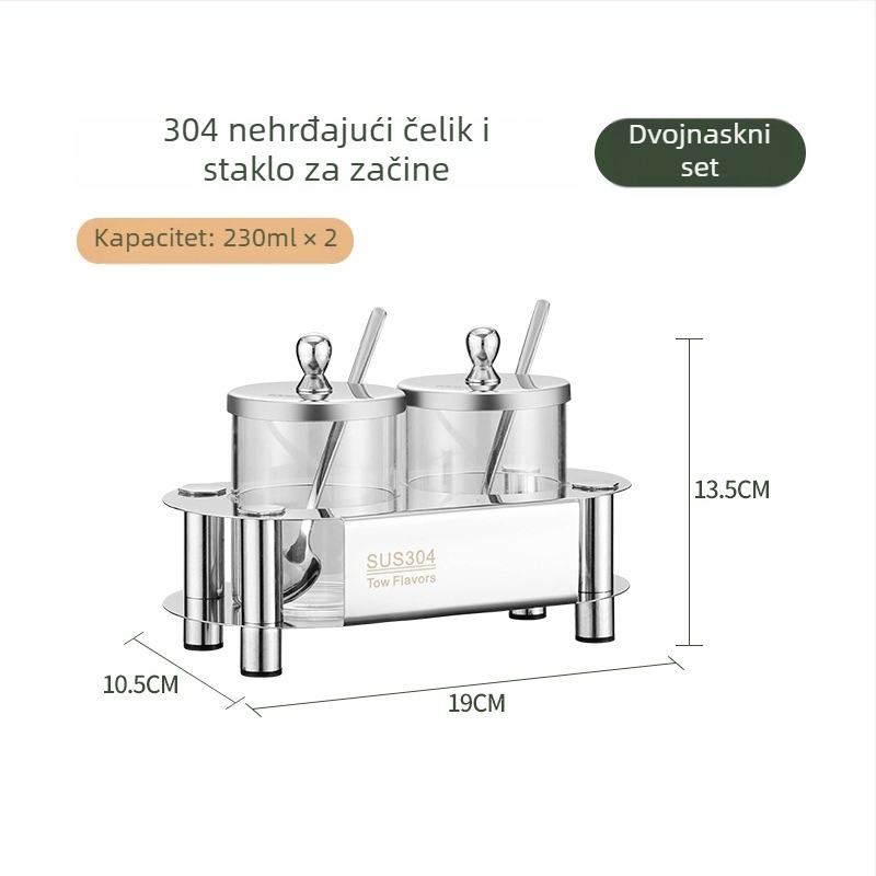 Set posuda za začine – zatvorene staklene posude za čvrste začine, marka Lijie, moderni minimalistički kuhinjski dizajn, mogućnost tiska loga