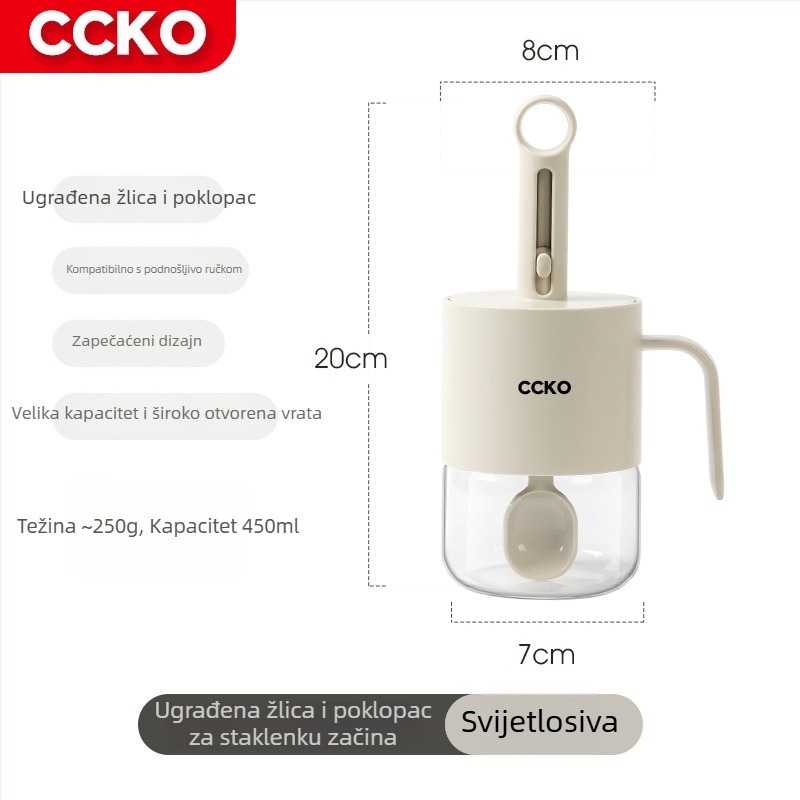 CCKO keramička staklenka za začine sa prostorom za žličicu i spremnikom, otporno na propuštanje
