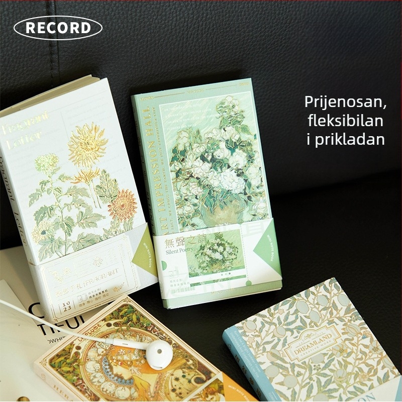 Bilježnica: Retro zlatni otisci za studente, bežično povezivanje, korica od papira, Riyun papir, 100 g, 100–200 stranica, retro stil, kreativne tendencije.