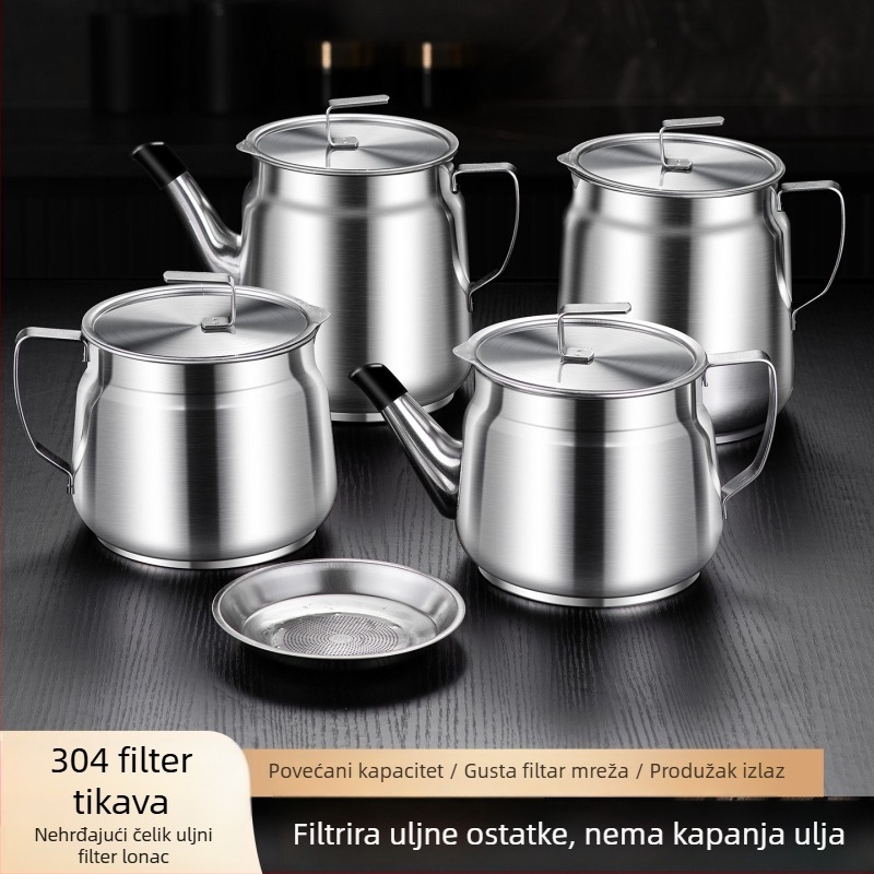 Juxinda Nehrđajući čelik Lonac za filtriranje ulja, kuhinjska posuda s filtrima, moderni minimalistički stil