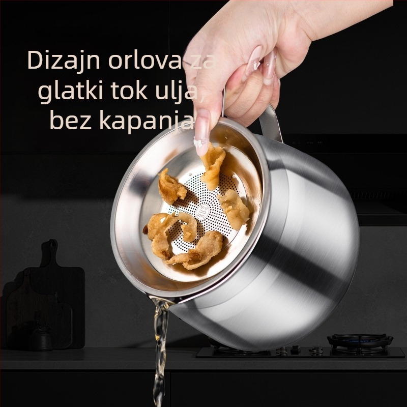 Juxinda Nehrđajući čelik Lonac za filtriranje ulja, kuhinjska posuda s filtrima, moderni minimalistički stil