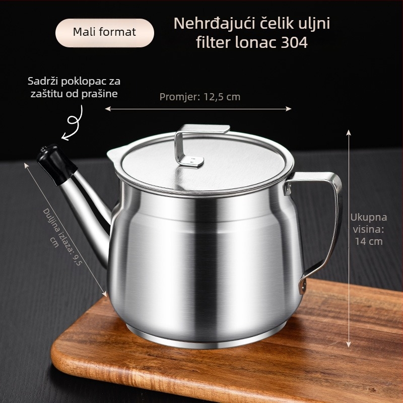 Juxinda Nehrđajući čelik Lonac za filtriranje ulja, kuhinjska posuda s filtrima, moderni minimalistički stil